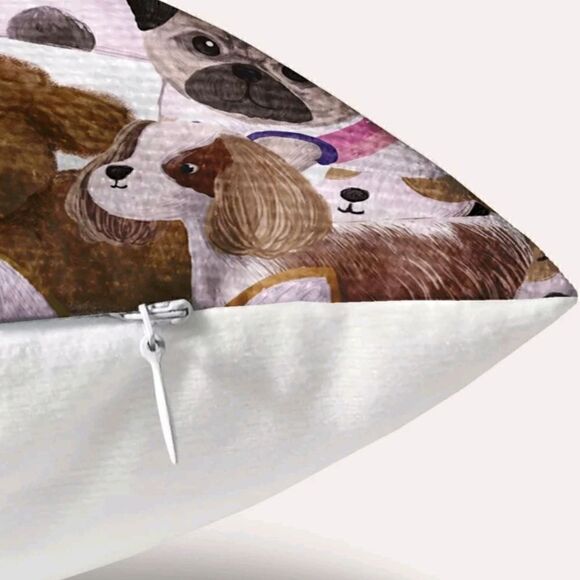 Dog Print Zippered Pillowcase for Accent Pillow 17.7" - Picture 2 of 6